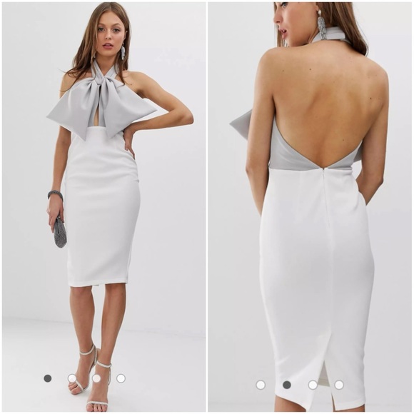 ASOS Dresses & Skirts - ASOS DESIGN PREMIUM halter bow midi pencil dress - 6